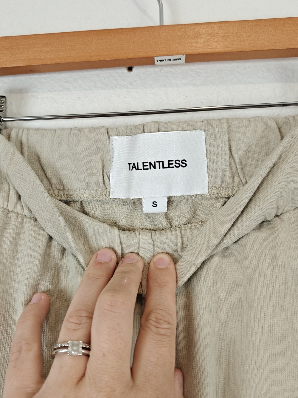 Talentless French Terry Lounge Pants Bone Minimal Cozy Wide Leg Cotton Sz Small - Picture 9 of 13